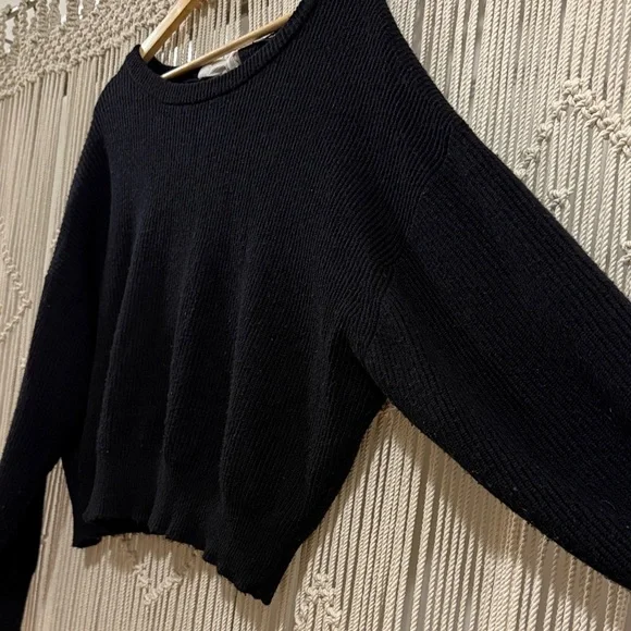 Zara Black Crew Neck Women's Sweater with Tie Back Collar - Picture 8 of 8